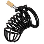 Cage de chasteté Blax en métal noir stricte et épurée