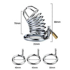 Accessoires et dimensions de la cage de chasteté Classico en métal argenté simple et classique