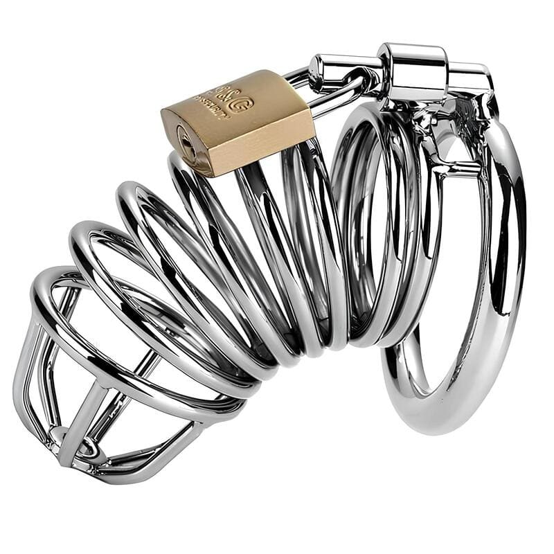 Cage de chasteté Classico en métal argenté simple et classique