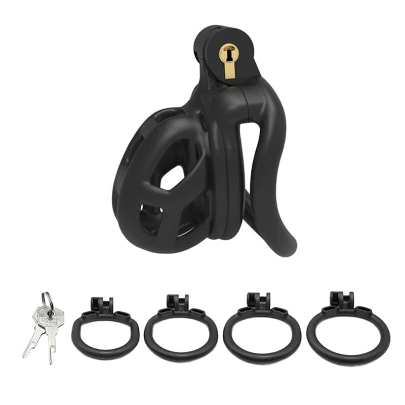 Anneaux et clés de la cage de chasteté cobra S en plastique modèle court 5 cm