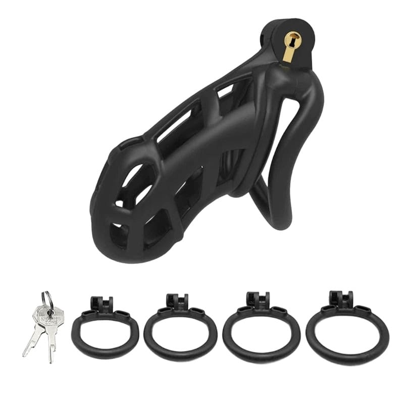 Anneaux et clés de la cage de chasteté Cobra XL en plastique modèle grande taille 11,3 cm