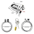 Accessoires et dimensions de la cage de chasteté Corto en métal modèle anatomique court