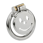 Cage de chasteté Joy plate en métal motif smiley ajouré