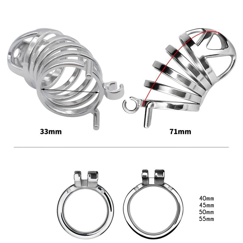 Anneaux et dimensions de la cage de chasteté Magnus en métal modèle basique maximisé