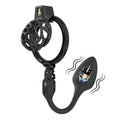 Cage de chasteté Nero en plastique noir plug vibrant modèle court
