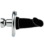 Cage de chasteté Nilo inversée en métal avec gode long intégré de couleur noir