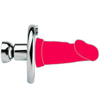 Cage de chasteté Nilo inversée en métal  avec gode long intégré de couleur rose