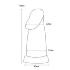 Cage de chasteté Nilo inversée en métal  vue du gode long intégré avec dimensions