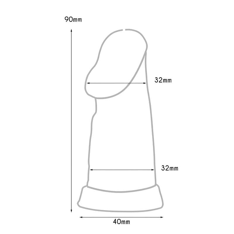 Cage de chasteté Nilo inversée en métal  vue du gode long intégré avec dimensions