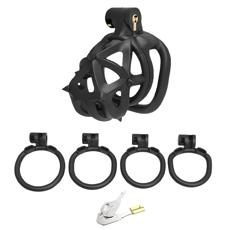 Accessoires inclus avec la cage de chasteté Nox en plastique noir petit modèle avec picots amovibles