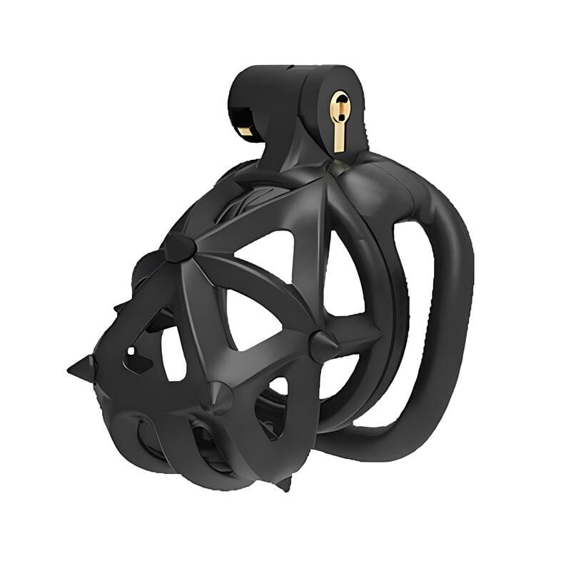 Cage de chasteté Nox en plastique noir petit modèle avec picots amovibles