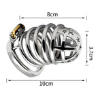 Dimensions de la cage de chasteté Orion en métal détails étoilés