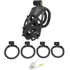 Accessoires inclus avec la cage de chasteté Rio en plastique noir allongée avec picots intégrés