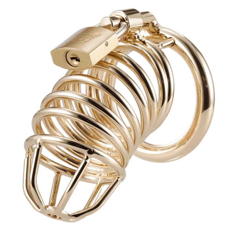 Cage de chasteté Royal en métal doré luxueuse et rayonnante