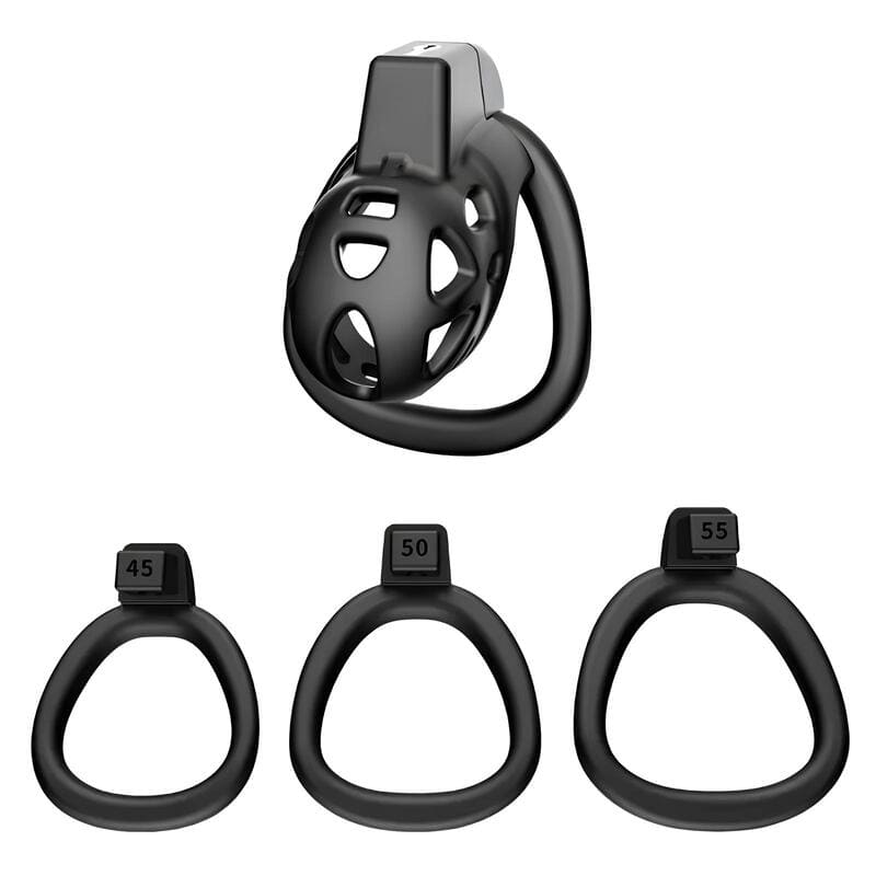 Trois anneaux inclus avec la cage de chasteté Solis en plastique contact lisse