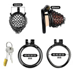 Anneaux et dimensions de la cage de chasteté Trima en métal compacte en mailles allégées 4 cm