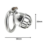 Dimensions de la cage de chasteté Vesper en métal petite coque semi pleine