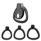 Trois anneaux inclus avec la cage de chasteté Zen plate en plastique format contenu discret
